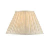 Endon 94353 Chatsworth 14 Inch Modern Tapered Drum Light/Lamp Shade Ivory Silk Fabric Box Pleat Design Lamp Shade Only