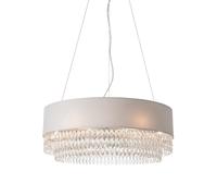 Endon 94396 Malmesbury 6lt Pendant Silver grey fabric, clear glass & chrome plate 6 x 2.5W LED G9 Warm White (Required)