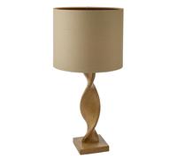 Endon 95455 Abia 1lt Table Oak effect resin & natural linen 10W LED E27 (Required)