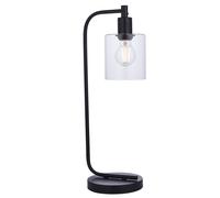 Endon 95457 Toledo 1lt Table Matt black & clear glass 10W LED E27 (Required)