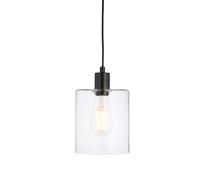 Endon 95472 Toledo 1lt Pendant Matt black & clear glass 10W LED E27 (Required)