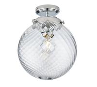 Endon 96488 Milston 1lt Flush Chrome plate & clear spiral glass 10W LED E27 (Required)