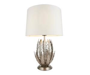 Endon 98046 Delphine 1lt Table Silver leaf & ivory cotton fabric 10W LED E27 (Required)