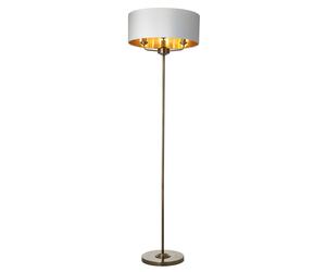 Endon 98935 Highclere 3lt Floor Antique brass plate & vintage white fabric 3 x 40W E14 candle (Required)
