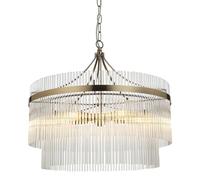 Endon Pendant Marietta 99166, 5-Light Antique Brass Plate & Clear Glass, 5x7W LED E14