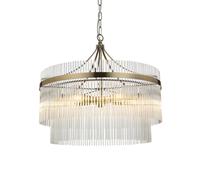 Endon Pendant Marietta 99166, 5-Light Antique Brass Plate & Clear Glass, 5x7W LED E14