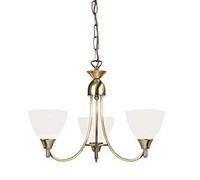 Endon Alton Classic Antique Brass E14 Dimmable 3 Light Pendant Semi Flush Ceiling Light