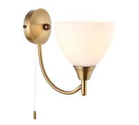 Endon 1805-1AN Alton 1lt Wall Antique brass plate & opal glass 60W E14 golf (Required)