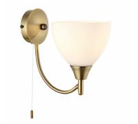 Endon 1805-1AN Alton 1lt Wall Antique brass plate & opal glass 60W E14 golf (Required)
