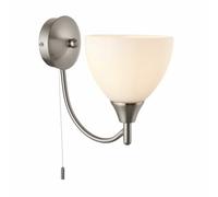 Endon 1805-1SC Alton 1lt Wall Satin chrome plate & opal glass 60W E14 golf (Required)