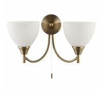 Endon Alton Classic Antique Brass Twin E14 Dimmable Pull Cord Switch Wall Light Uplighter
