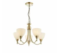 Endon Alton Classic Antique Brass E14 Dimmable 5 Light Pendant Semi Flush Ceiling Light