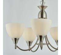 Endon Alton Indoor 5lt 60W E14 Ceiling Pendant Light Satin Chrome & Opal Glass