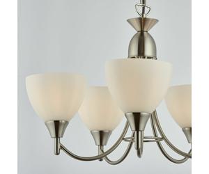 Endon Alton Indoor 5lt 60W E14 Ceiling Pendant Light Satin Chrome & Opal Glass