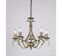 Endon Bernice 60W Dimmable 5LT Ceiling Light Chandelier Antique Brass 2030-5AN