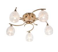 Ensora Lighting Alize 5 Light Semi Flush Ceiling Light Antique Brass, Gold