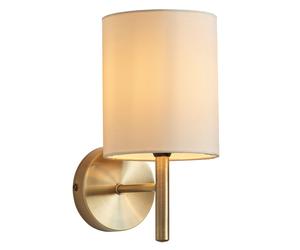 Endon BRIO-1WBAB Brio 1lt Wall Antique brass plate & cream fabric 40W E14 golf (Required)