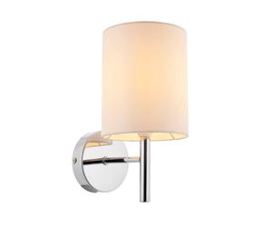 Endon BRIO-1WBCH Brio 1lt Wall Chrome plate & vintage white fabric 40W E14 golf (Required)