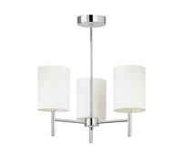 Endon BRIO-3CH Brio 3lt Semi flush Chrome plate & vintage white fabric 3 x 40W E14 golf (Required)
