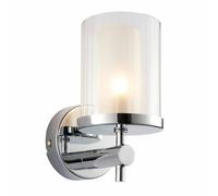 Endon Lighting Bathroom Wall Light Britton - Chrome, IP44, 1-Light, Clear Rippled Glass (G9)