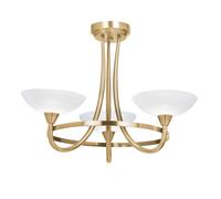 Endon CAGNEY-3AB Cagney 3lt Semi flush Antique brass plate & white glass 3 x 33W G9 clear capsule (Required)