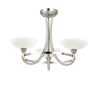 Endon CAGNEY-3SC Cagney 3lt Semi flush Satin chrome plate & white glass 3 x 33W G9 clear capsule (Required)