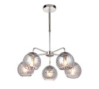 Endon Dimple 5 Arm Ceiling Pendant Light - Polished Chrome