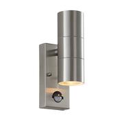 Endon EL-40062 Canon 2lt Wall Polished stainless steel & clear glass 2 x 35W GU10 reflector (Required)