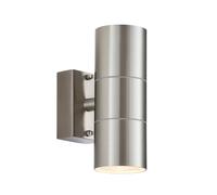 Endon EL-40095 Canon 2lt Wall Polished stainless steel & clear glass 2 x 35W GU10 reflector (Required)