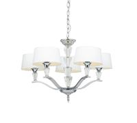 Endon FIENNES-5NI Fiennes 5lt Pendant Chrome plate & vintage white fabric 5 x 40W E14 golf (Required)