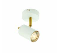 Endon 59931 Gull 1lt Spot Matt white paint & satin brass plate 7W LED GU10 (Required)