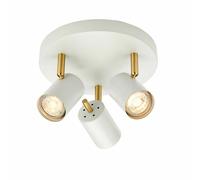 Endon 59932 Gull 3lt Spot Matt white paint & satin brass plate 3 x 7W LED GU10 (Required)