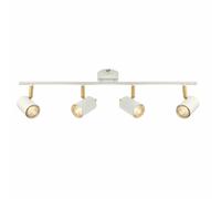Endon Gull - 4 Light Spotlight Bar Matt White & Satin Brushed Gold, GU10 59933
