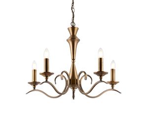 Endon KORA-5AB Kora 5lt Pendant Antique brass plate 5 x 40W E14 candle (Required)