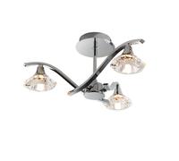 Ensora Lighting Tara Crystal 3 Light Semi Flush Ceiling Light, Silver
