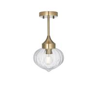 Endon Lighting Endon Addington Single Light Semi-Flush Ceiling Fitting In Antique Brass Finish