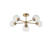 Endon Lighting Endon Allegra 6 Arm Glass Semi-Flush Ceiling Fitting In Antique Brass Finish
