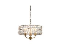Endon Lighting Endon Clifton 3 Light Glass Chandelier In Antique Brass Finish