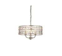 Endon Lighting Endon Clifton 3 Light Glass Chandelier In Nickel Finish
