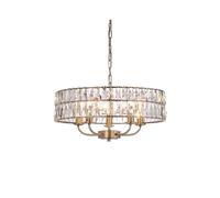 Endon Lighting Endon Clifton 5 Light Glass Chandelier In Antique Brass Finish
