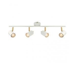 Endon Lighting Endon Gull 4 Light LED Ceiling Spotlight Bar Fitting In White And Brushed Brass Finish