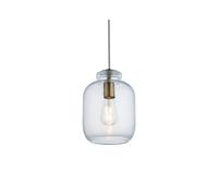 Endon Lighting Endon Lyra Single Light Glass Ceiling Pendant In Antique Brass Finish