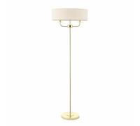 Endon 70563 Nixon 2lt Floor Brass plate & vintage white fabric 2 x 40W E14 candle (Required)