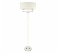 ENDON Nixon 40W E14 2lt Twin Floor Lamp Nickel Plate Vintage White Fabric 60803