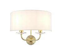 Endon 70562 Nixon Brass & Vintage White Faux Silk Twin Dimmable E14 Wall Light