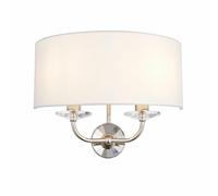 ENDON Nixon 40W E14 2lt Twin Wall Light Nickel Plate Vintage White Fabric 60180