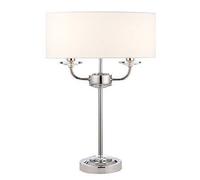 ENDON Nixon Table 40W SW - Bright Nickel Plate Vintage White Faux Silk 60804