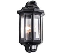 Endon Outdoor Security Light - Traditional PIR Half Lantern External Wall Lamp - IP44 Mains Powered Motion Sensor Presence Detector for Doorways & Paths - Requires 60W E27 GLS Bulb (Not Supplied)