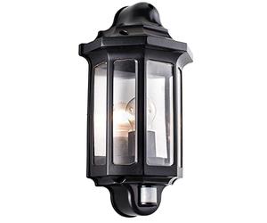 Endon Outdoor Security Light - Traditional PIR Half Lantern External Wall Lamp - IP44 Mains Powered Motion Sensor Presence Detector for Doorways & Paths - Requires 60W E27 GLS Bulb (Not Supplied)