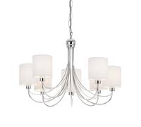 Luminosa Lighting Luminosa Phantom 7 Light Multi Arm Chandelier Chrome & White Tc Fabric Finish, E14